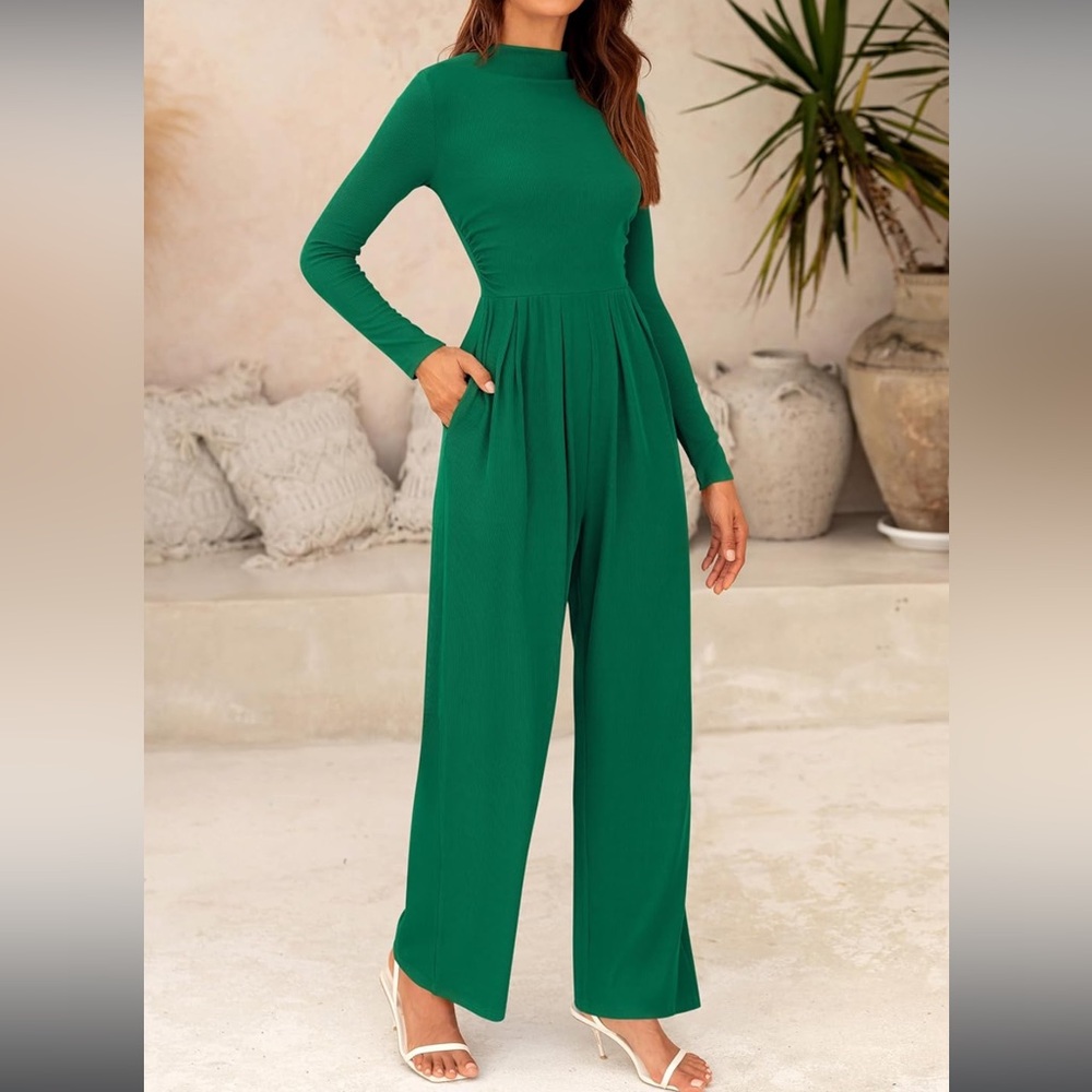 Chic Long Sleeve Green Jumpsuit